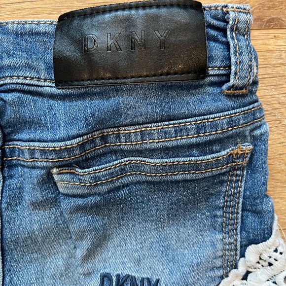 DKNY Blue Denim Shorts with Lace Trim - Picture 5 of 5